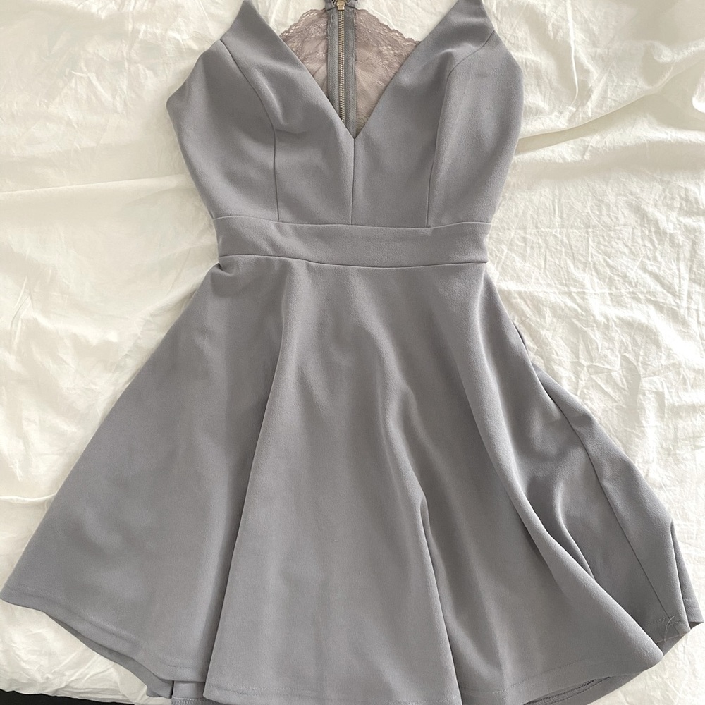 Grey strapless dress